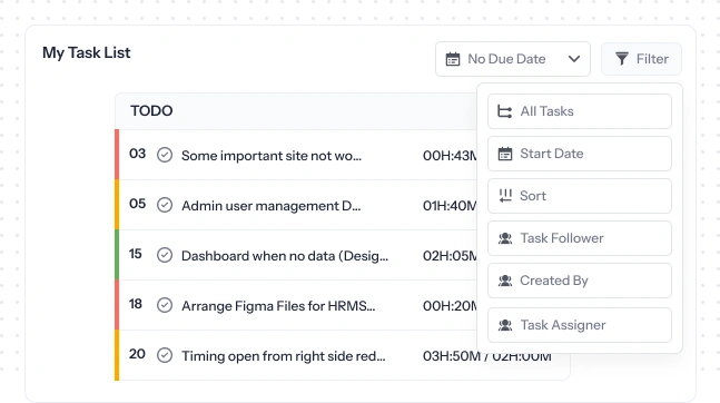 Track & filter tasks with precision