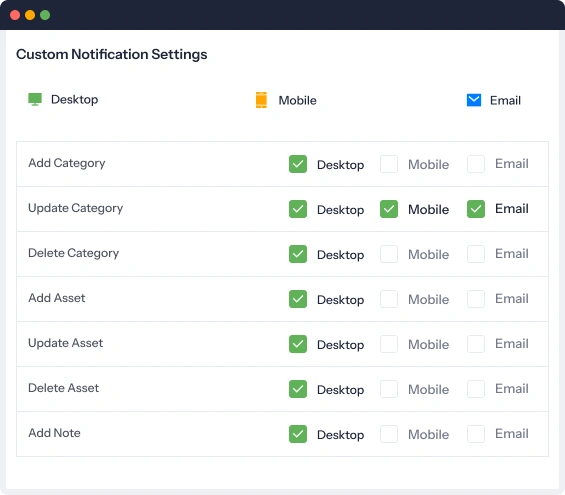 custom notification settings