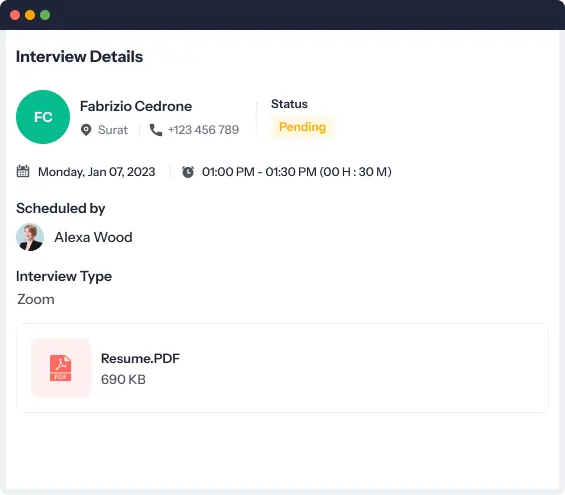 update candidate interview Detail