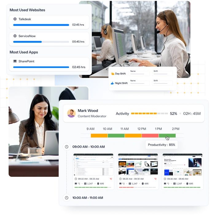agent’s activity in real time