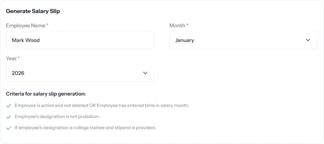 Instant payslips generation