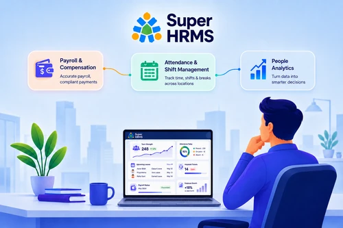 Super HRMS for IT teams: payroll and compensation, attendance and shift management, and people analytics on one dashboard